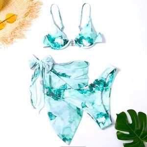 Suit Swimwear Three-piece Green Fashion Bikini Set